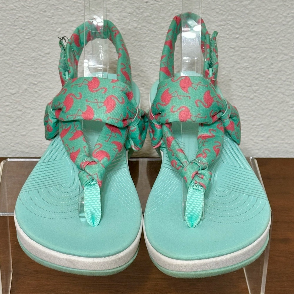 Clarks Mint Green Sandal with Pink Flamingo Print